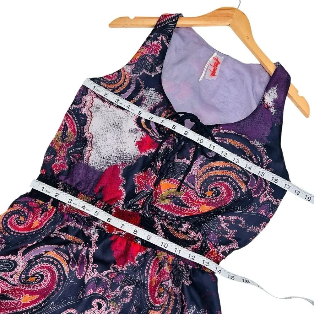 Free People Falling for Georgette Lace Up Dress Size small purple paisley